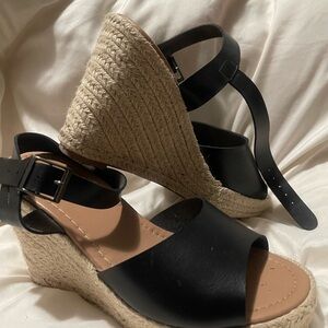 torrid Black Espadrille Wedge Sandals